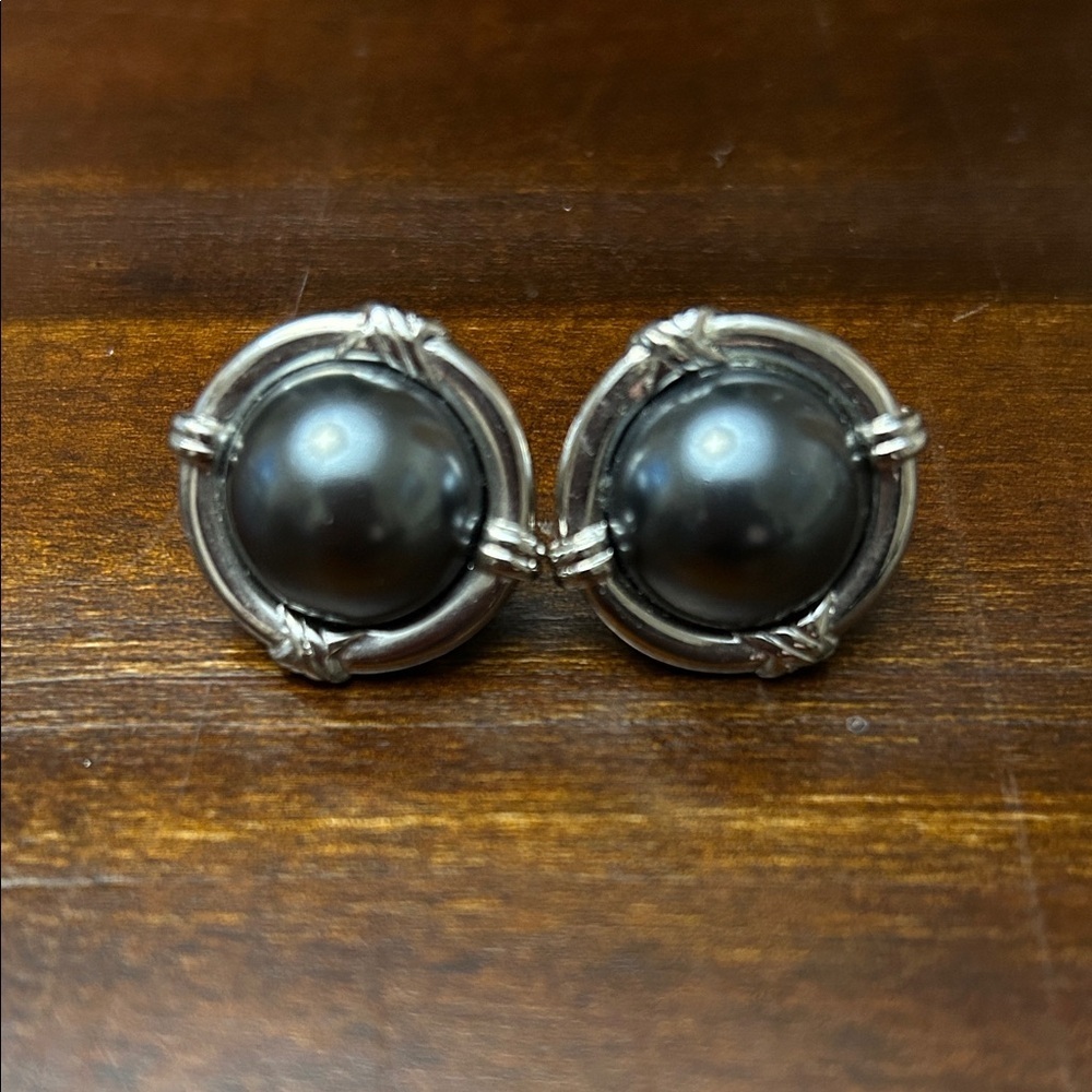 Elegant Silver and Black Women's Earrings vintage, and Klein clip on earrings